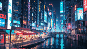 ネオン/街/夜/イラスト素材