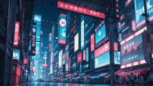 ネオン/街/夜/イラスト素材