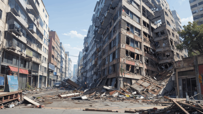 崩壊した街/廃墟/世紀末/イラスト素材