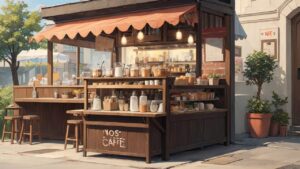 カフェ/テラス席/イラスト素材