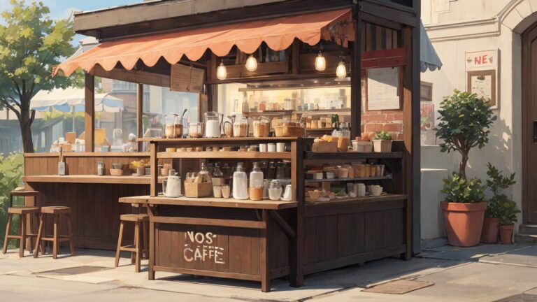 カフェ/テラス席/イラスト素材