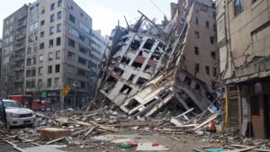 崩壊した街/廃墟/イラスト素材