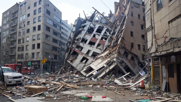 崩壊した街/廃墟/イラスト素材