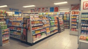 スーパーマーケット/食料品店/お店/店内/イラスト素材