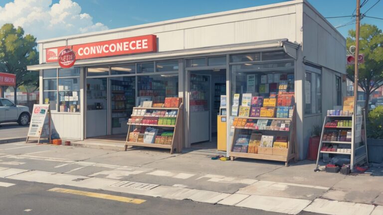 スーパーマーケット/食料品店/コンビニエンスストア/コンビニ/お店/イラスト素材