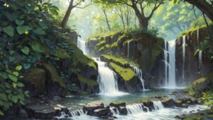 滝/大きな滝/大自然/イラスト素材