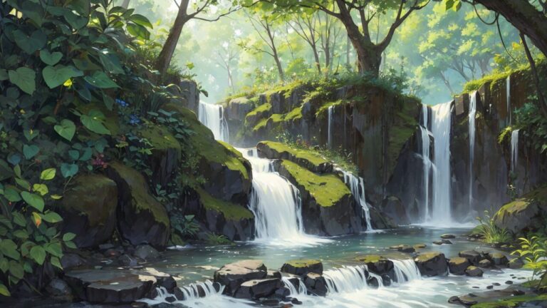 滝/大きな滝/大自然/イラスト素材