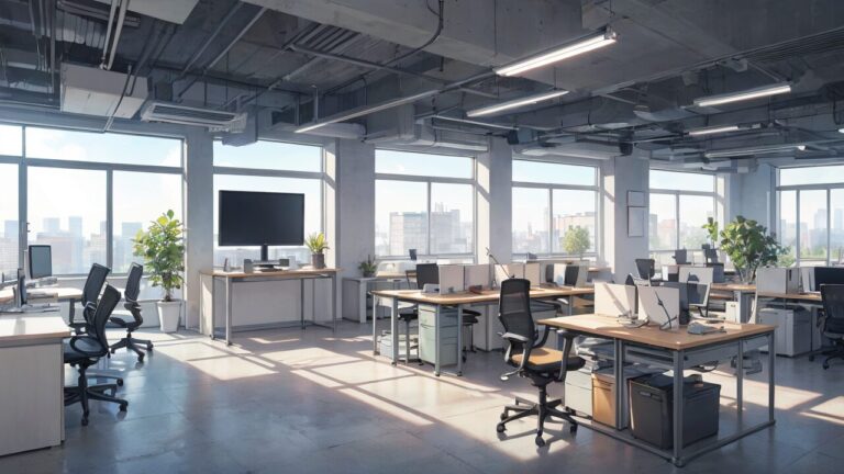 会社/オフィス/日当たりの良いオフィス/イラスト素材