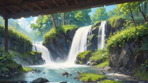 滝/大きな滝/大自然/イラスト素材