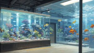 水槽/大きな水槽/熱帯魚/魚/イラスト素材