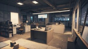 会社/オフィス/夜のオフィス/イラスト素材