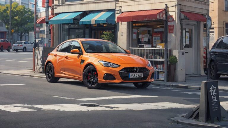 車/オレンジ色の車/自動車/イラスト素材