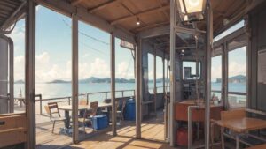 海/船/船旅/船内/イラスト素材