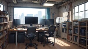 作業部屋/窓辺/ワークスペース/イラスト素材