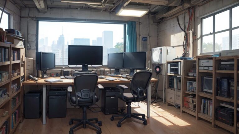 作業部屋/窓辺/ワークスペース/イラスト素材