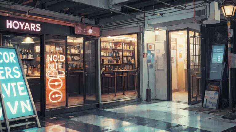 バー/BAR/お店の外観/ネオン/イラスト素材