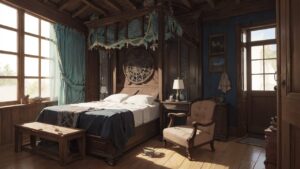 ベッド/天蓋付きベッド/寝室/洋室/イラスト素材