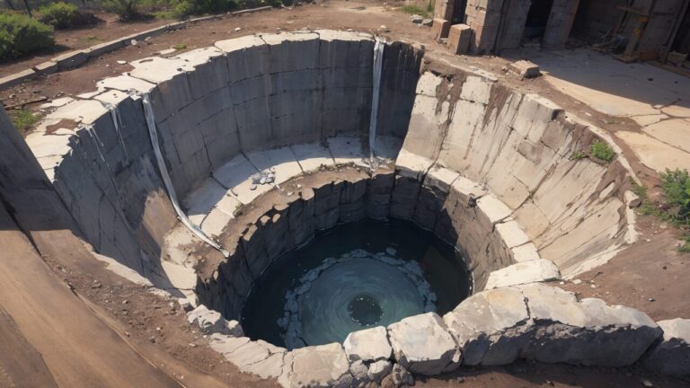 穴/大きな穴/コンクリート/イラスト素材