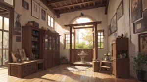 木造建築/室内/部屋/アンティーク調/イラスト素材