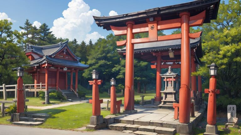 神社/鳥居/赤い鳥居/イラスト素材