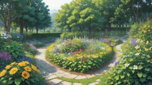 花/花畑/植物園/イラスト素材