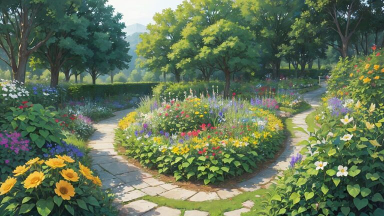 花/花畑/植物園/イラスト素材