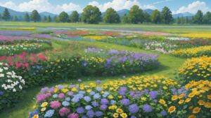 花/花畑/植物園/イラスト素材