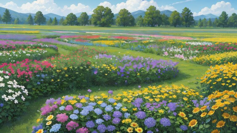 花/花畑/植物園/イラスト素材