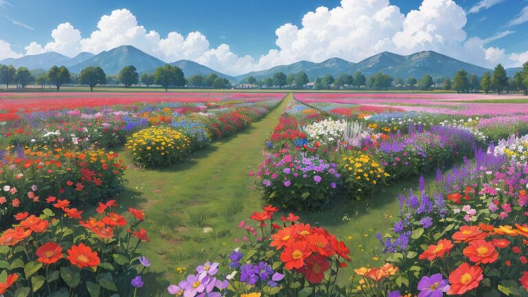 花/花畑/植物園/イラスト素材