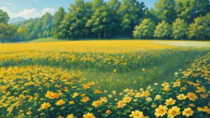 花/黄色い花/花畑/植物園/イラスト素材