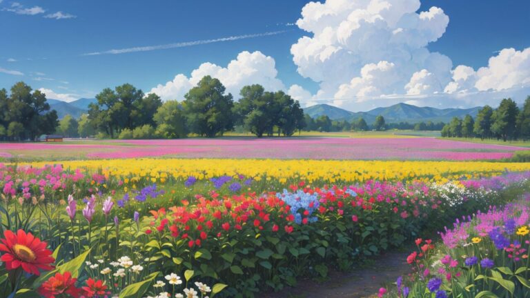 花/花畑/植物園/イラスト素材