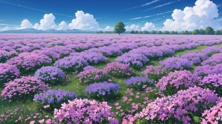 花/ラベンダー/紫色の花/花畑/植物園/イラスト素材