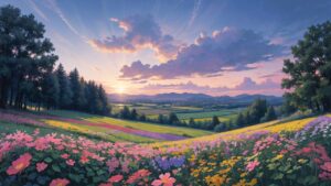 花/花畑/植物園/イラスト素材