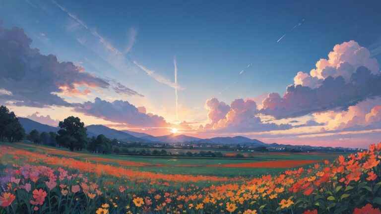 花/花畑/イラスト素材