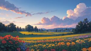 花/花畑/イラスト素材