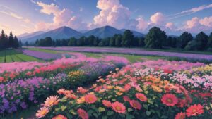 花/花畑/イラスト素材