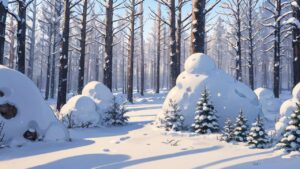 自然/森林/雪/冬/イラスト素材