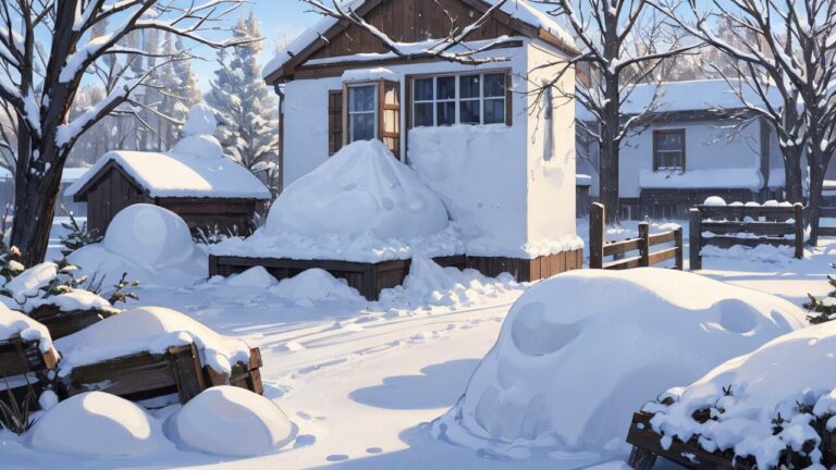 冬/雪/小屋/家/イラスト素材