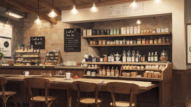 カフェ/店内/カウンター席/イラスト素材