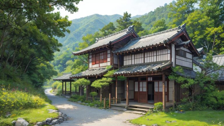 和風建築/家/田舎/イラスト素材