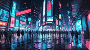 街並み/都会/サイバーパンク/イラスト素材