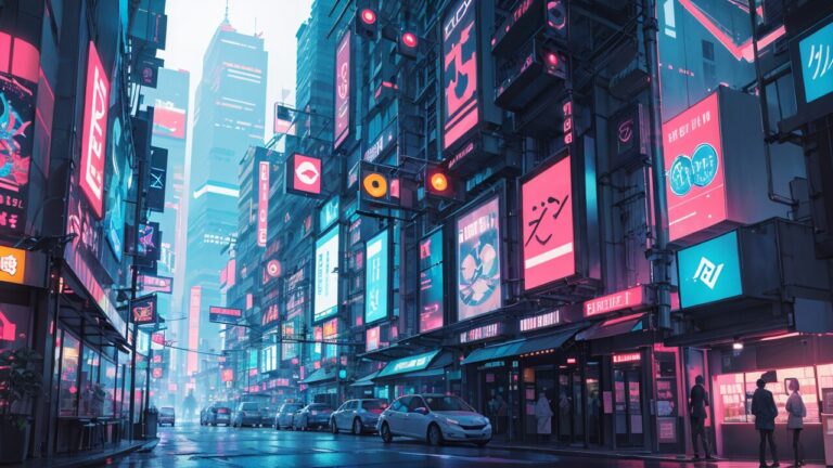 街並み/都会/サイバーパンク/イラスト素材