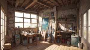 室内/アトリエ/絵画/イラスト素材