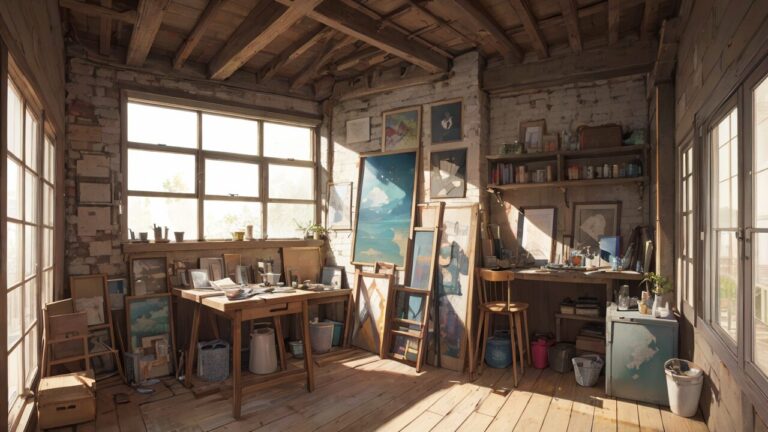 室内/アトリエ/絵画/イラスト素材