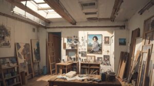 室内/アトリエ/絵画/イラスト素材