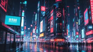 街並み/都会/サイバーパンク/イラスト素材