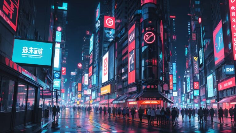 街並み/都会/サイバーパンク/イラスト素材