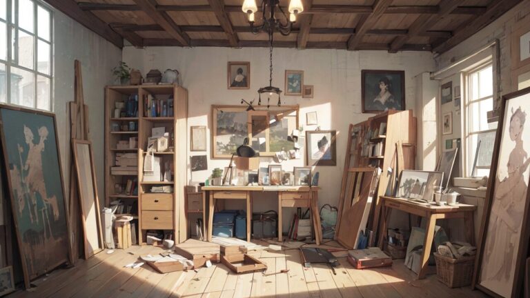 室内/アトリエ/絵画/イラスト素材