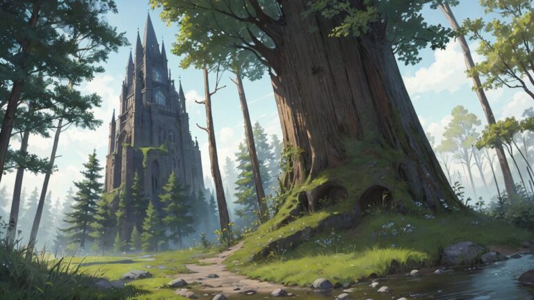 森林/ヨーロッパ/城/イラスト素材