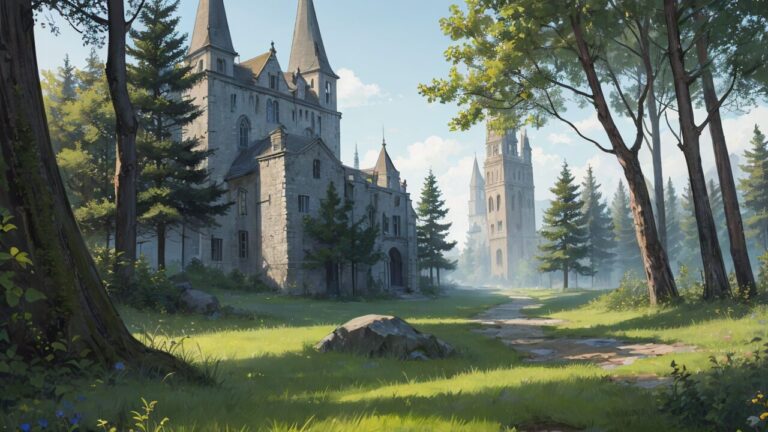 森林/ヨーロッパ/城/イラスト素材